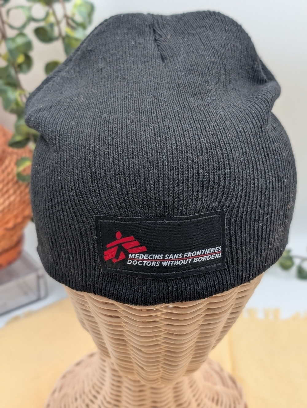 Doctors Without Borders‎ MSF Black Knit Beanie Hat Logo Patch Unisex NWOT